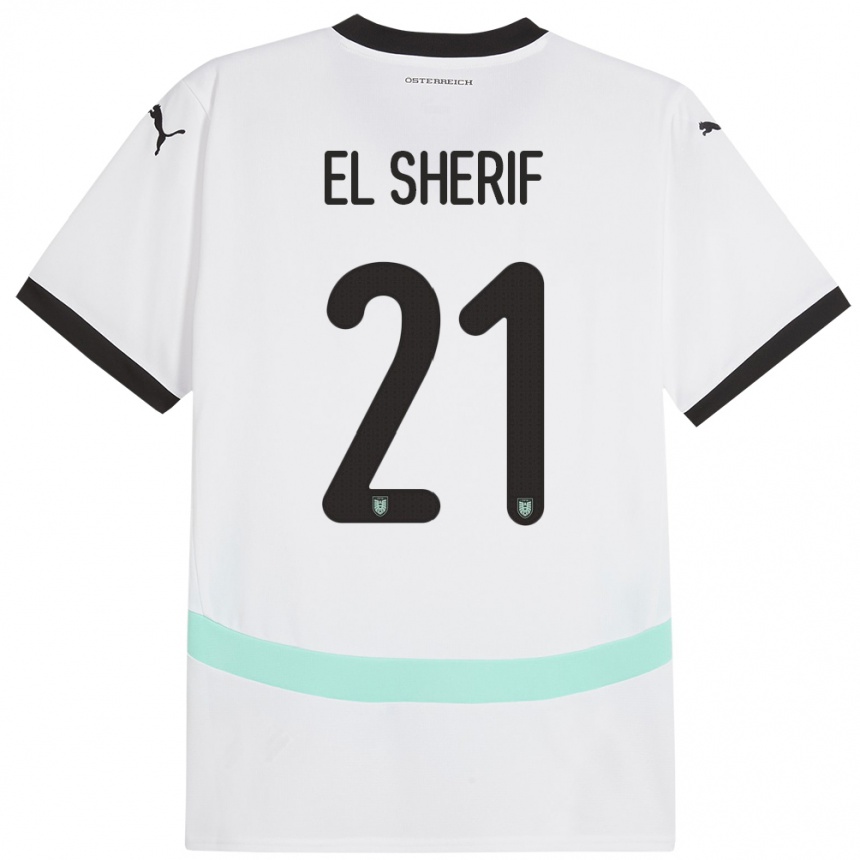 Kids Football Austria Mariella El Sherif #21 White Away Jersey 24-26 T-Shirt Za