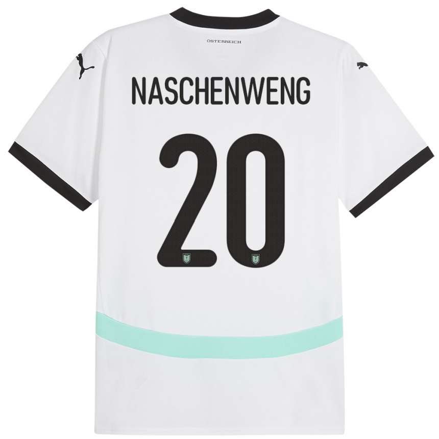 Kids Football Austria Katharina Naschenweng #20 White Away Jersey 24-26 T-Shirt Za