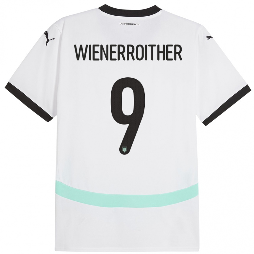 Kids Football Austria Katja Wienerroither #9 White Away Jersey 24-26 T-Shirt Za