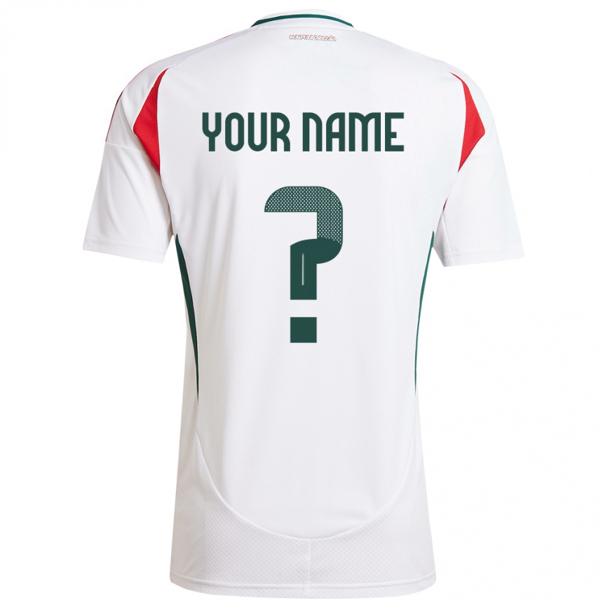 Kids Football Hungary Your Name #0 White Away Jersey 24-26 T-Shirt Za