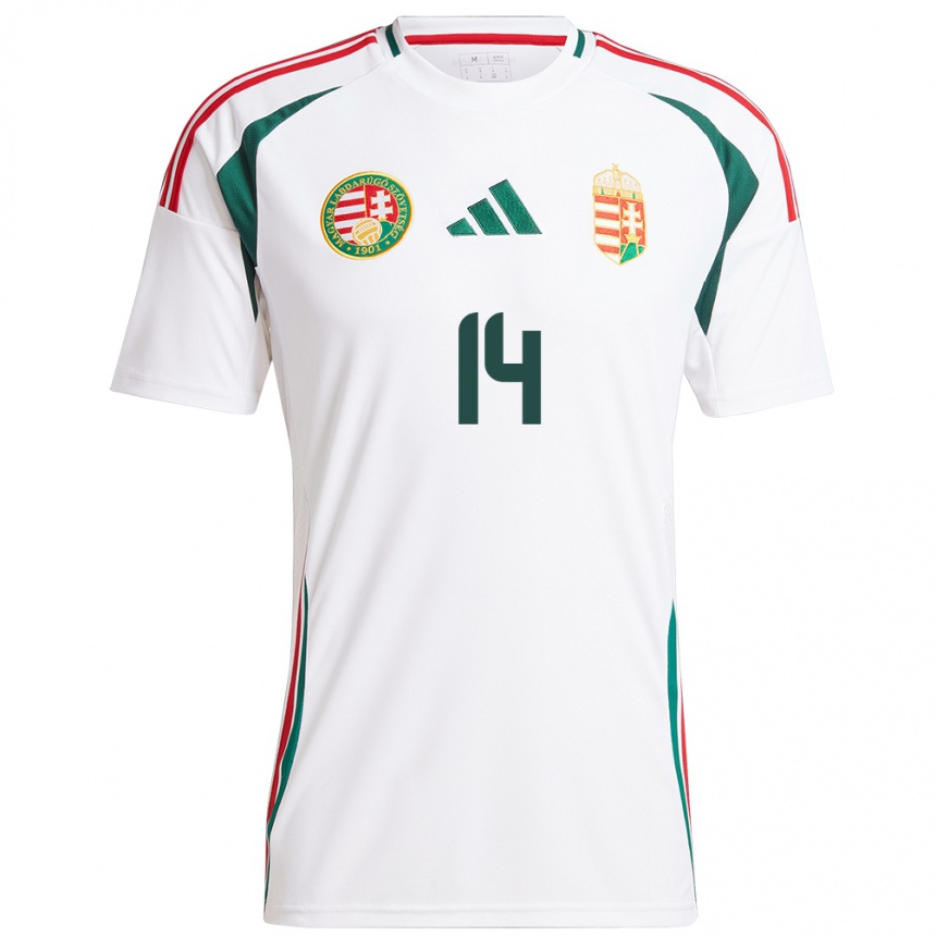 Kids Football Hungary Loretta Németh #14 White Away Jersey 24-26 T-Shirt Za