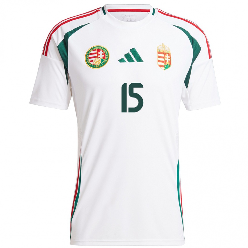 Kids Football Hungary Fanni Vachter #15 White Away Jersey 24-26 T-Shirt Za