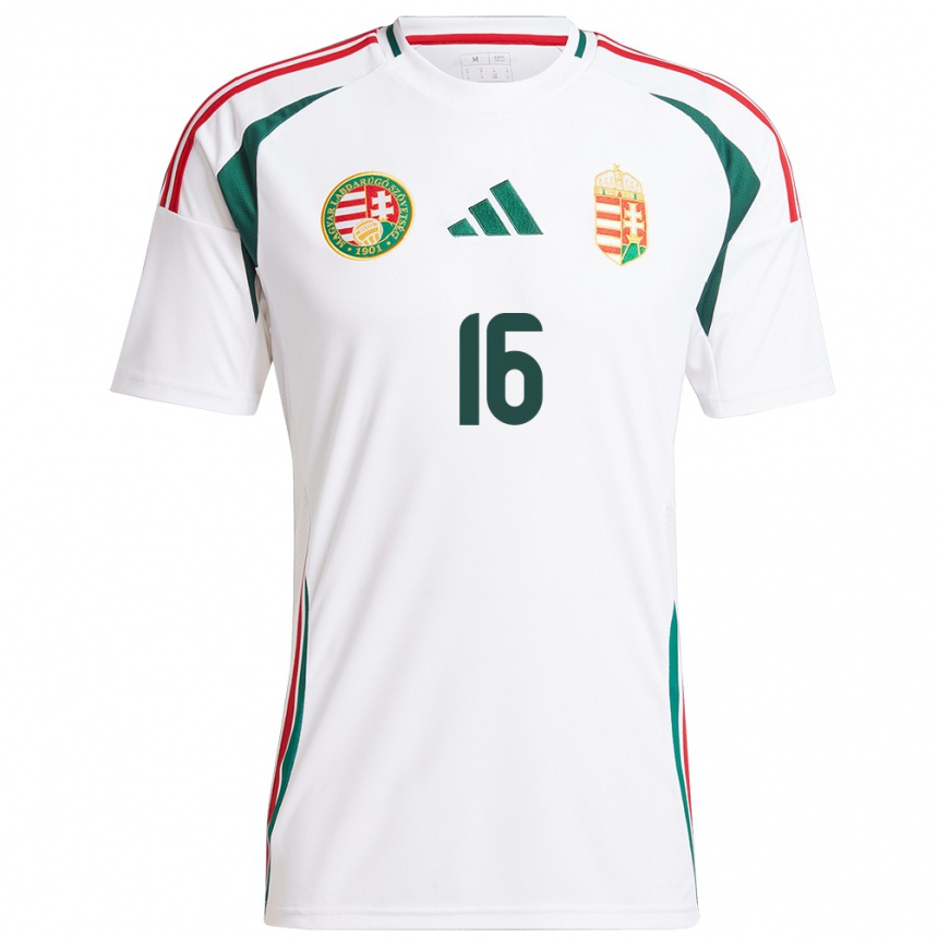 Kids Football Hungary Boglárka Vida #16 White Away Jersey 24-26 T-Shirt Za