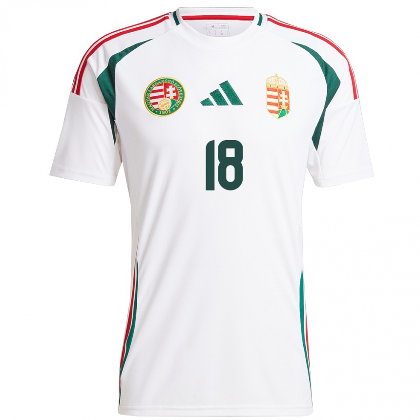 Kids Football Hungary Barnabás Barkóczi #18 White Away Jersey 24-26 T-Shirt Za