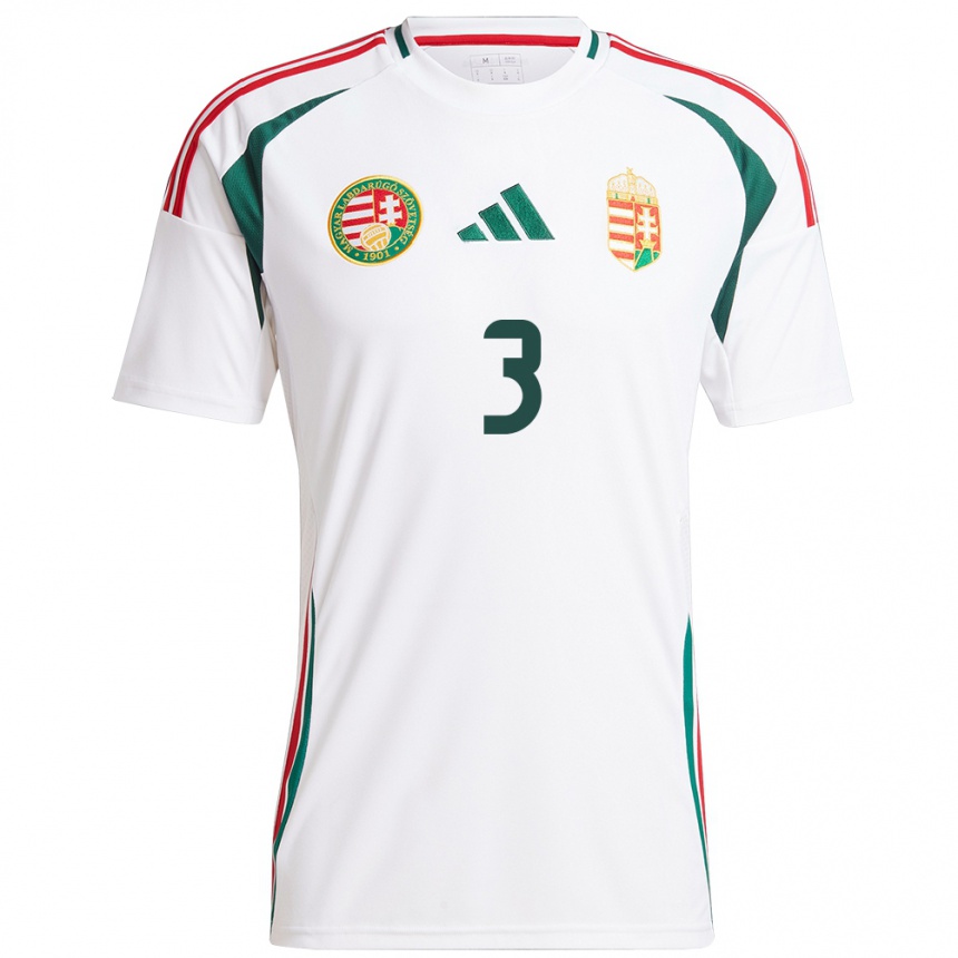 Kids Football Hungary Botond Szekér #3 White Away Jersey 24-26 T-Shirt Za