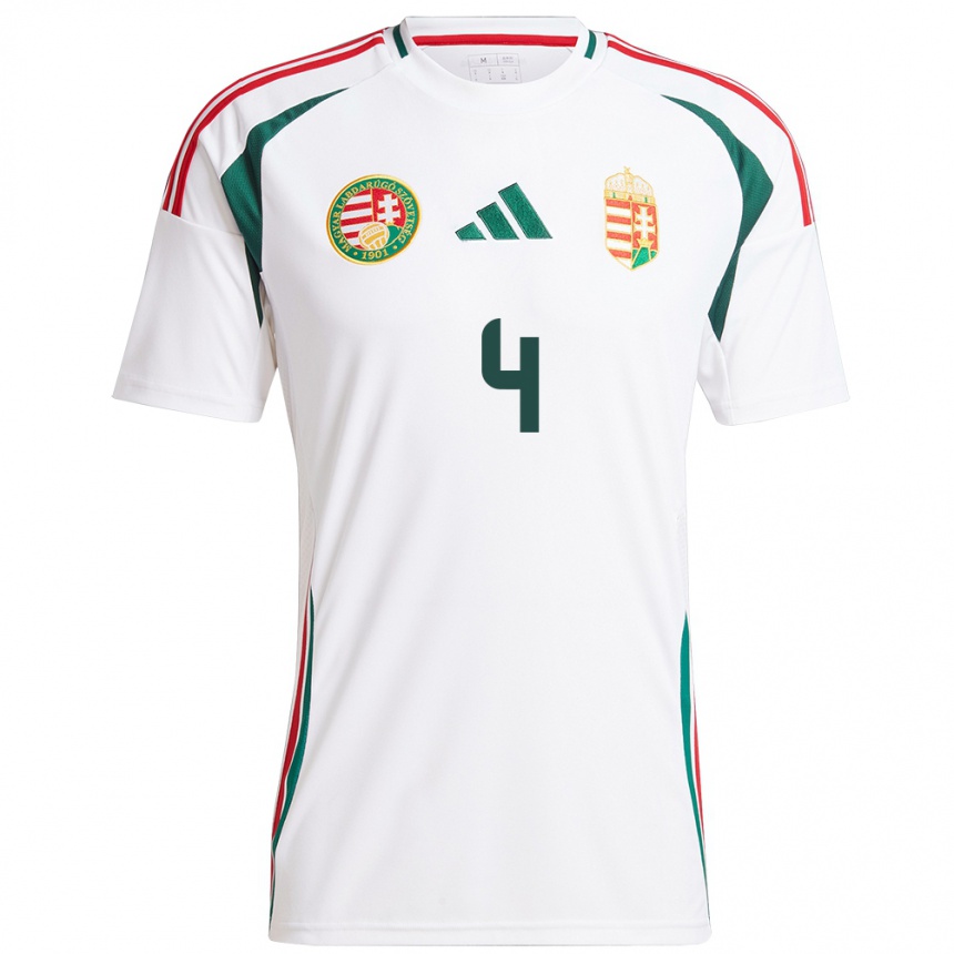 Kids Football Hungary Sára Pusztai #4 White Away Jersey 24-26 T-Shirt Za