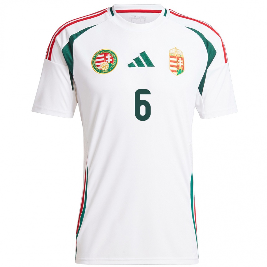 Kids Football Hungary Barna Pál #6 White Away Jersey 24-26 T-Shirt Za