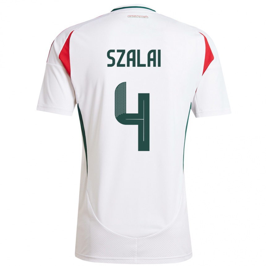 Kids Football Hungary Attila Szalai #4 White Away Jersey 24-26 T-Shirt Za