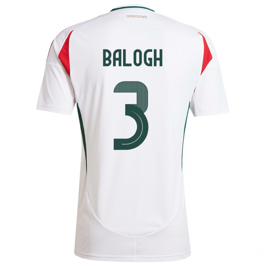 Kids Football Hungary Botond Balogh #3 White Away Jersey 24-26 T-Shirt Za