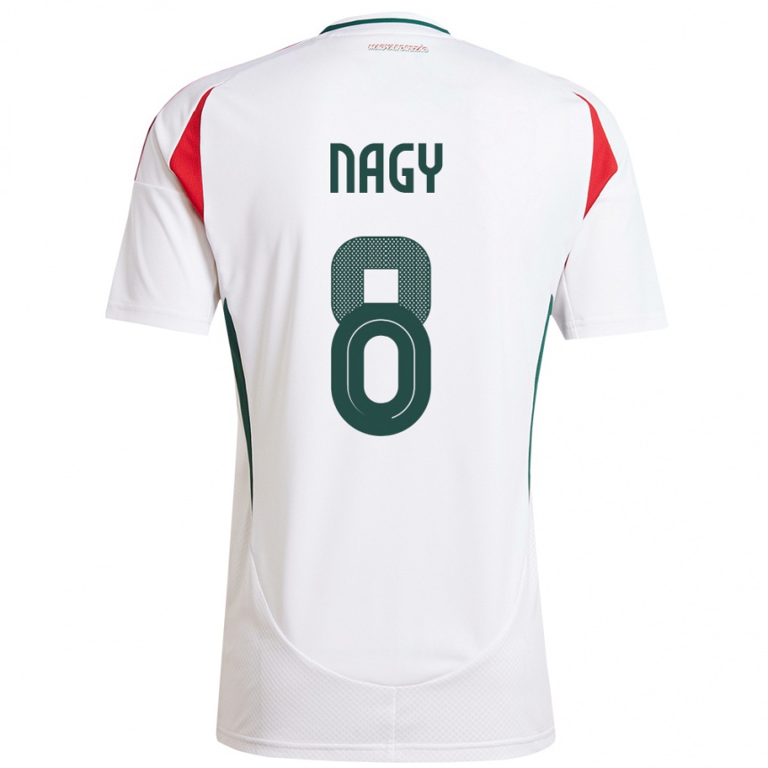 Kids Football Hungary Ádám Nagy #8 White Away Jersey 24-26 T-Shirt Za