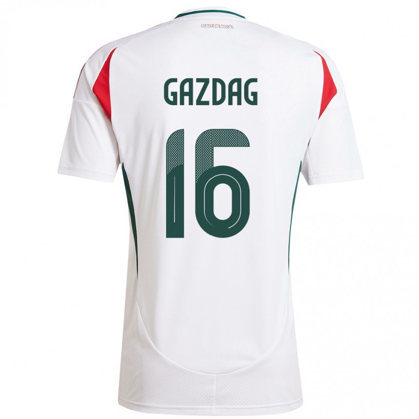 Kids Football Hungary Dániel Gazdag #16 White Away Jersey 24-26 T-Shirt Za