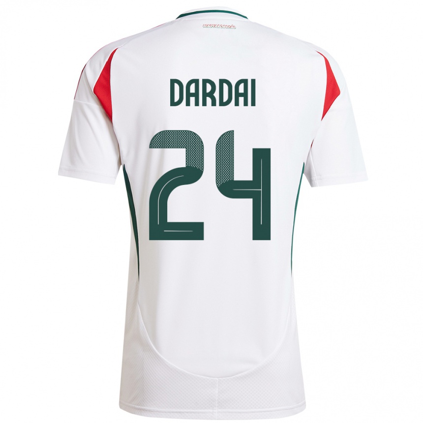 Kids Football Hungary Márton Dárdai #24 White Away Jersey 24-26 T-Shirt Za