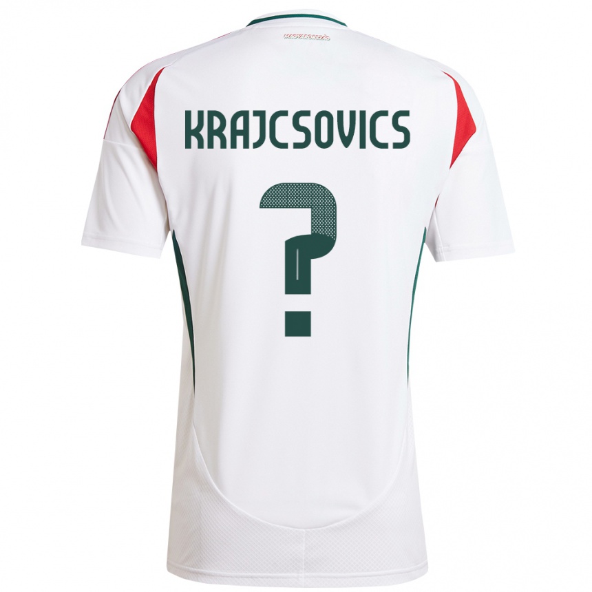 Kids Football Hungary Ábel Krajcsovics #0 White Away Jersey 24-26 T-Shirt Za