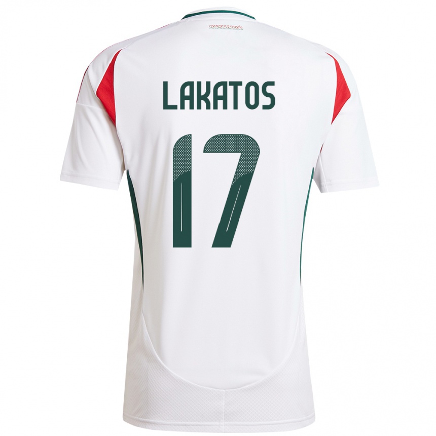 Kids Football Hungary Noel Lakatos #17 White Away Jersey 24-26 T-Shirt Za