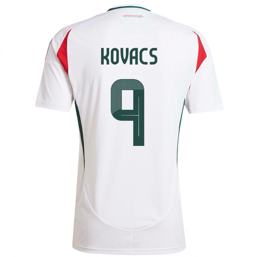 Kids Football Hungary Patrik Kovács #9 White Away Jersey 24-26 T-Shirt Za