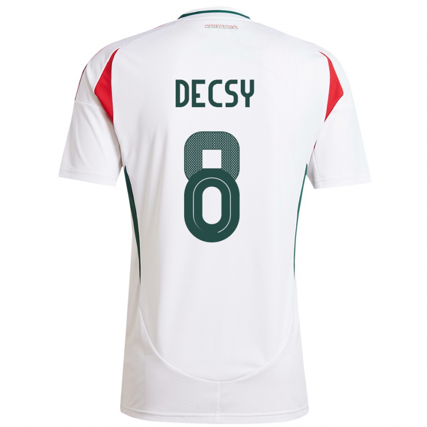 Kids Football Hungary Ádám Décsy #8 White Away Jersey 24-26 T-Shirt Za