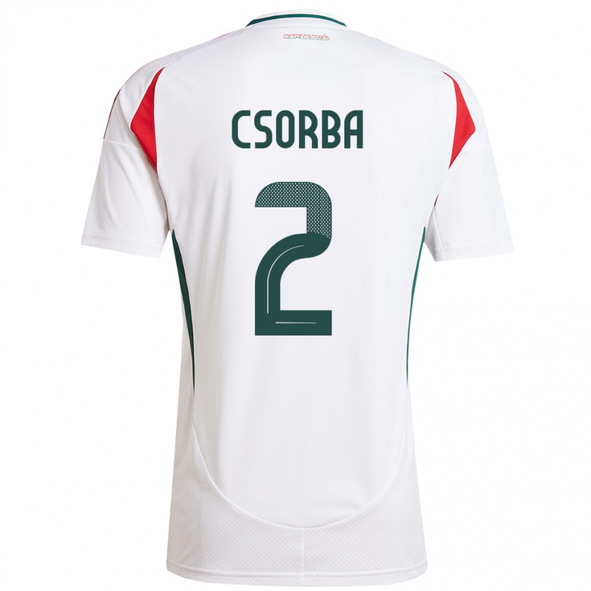 Kids Football Hungary Dominik Csorba #2 White Away Jersey 24-26 T-Shirt Za