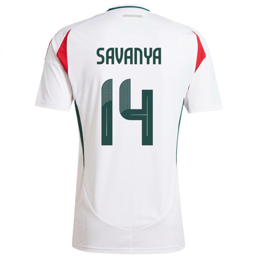 Kids Football Hungary Csilla Savanya #14 White Away Jersey 24-26 T-Shirt Za