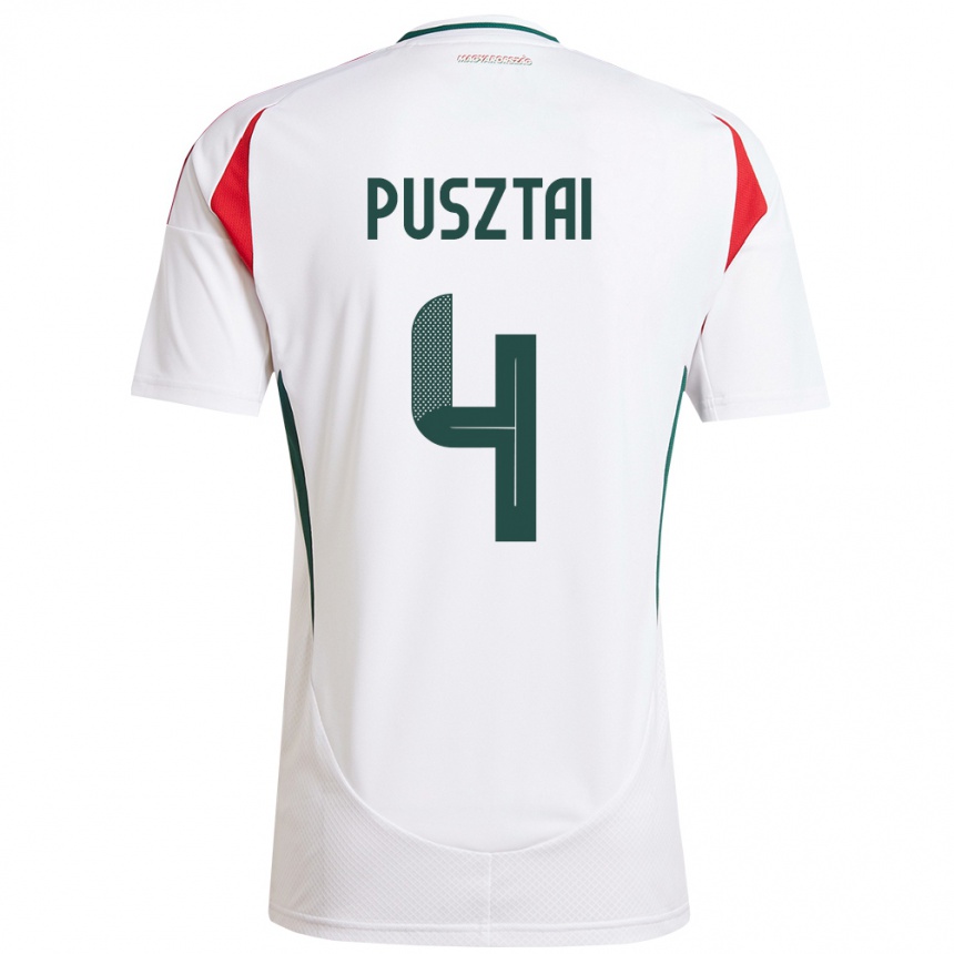 Kids Football Hungary Sára Pusztai #4 White Away Jersey 24-26 T-Shirt Za