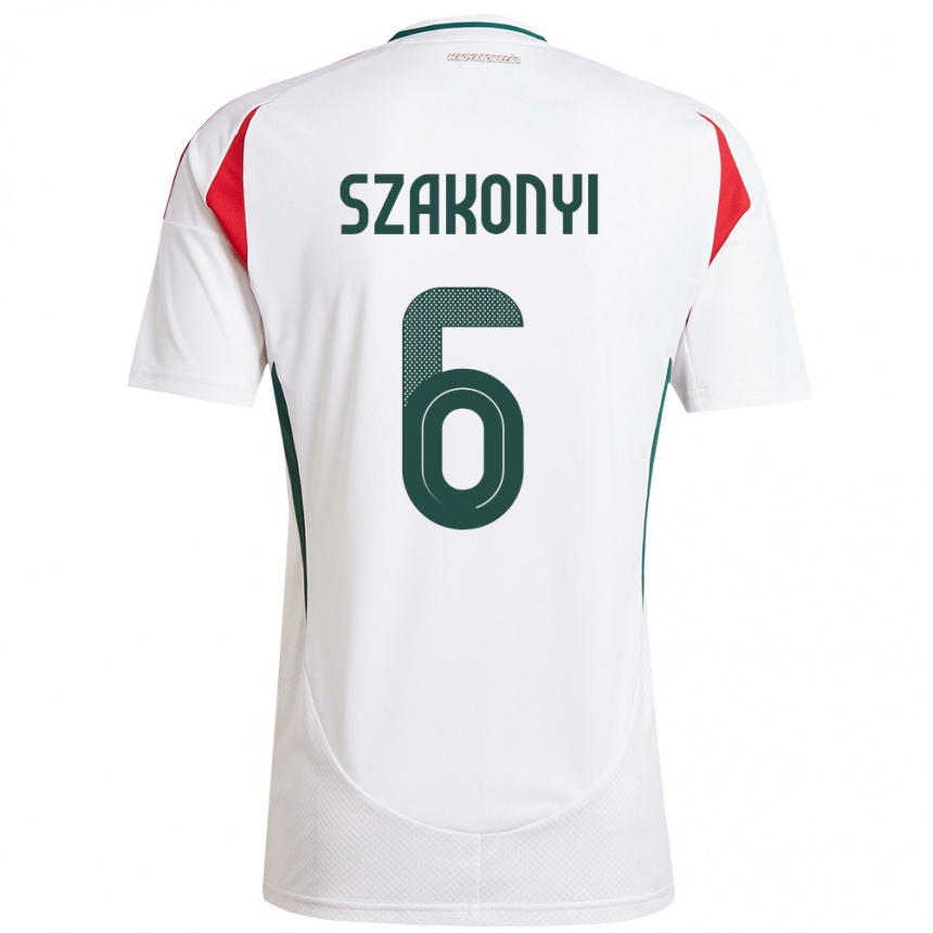 Kids Football Hungary Emese Szakonyi #6 White Away Jersey 24-26 T-Shirt Za