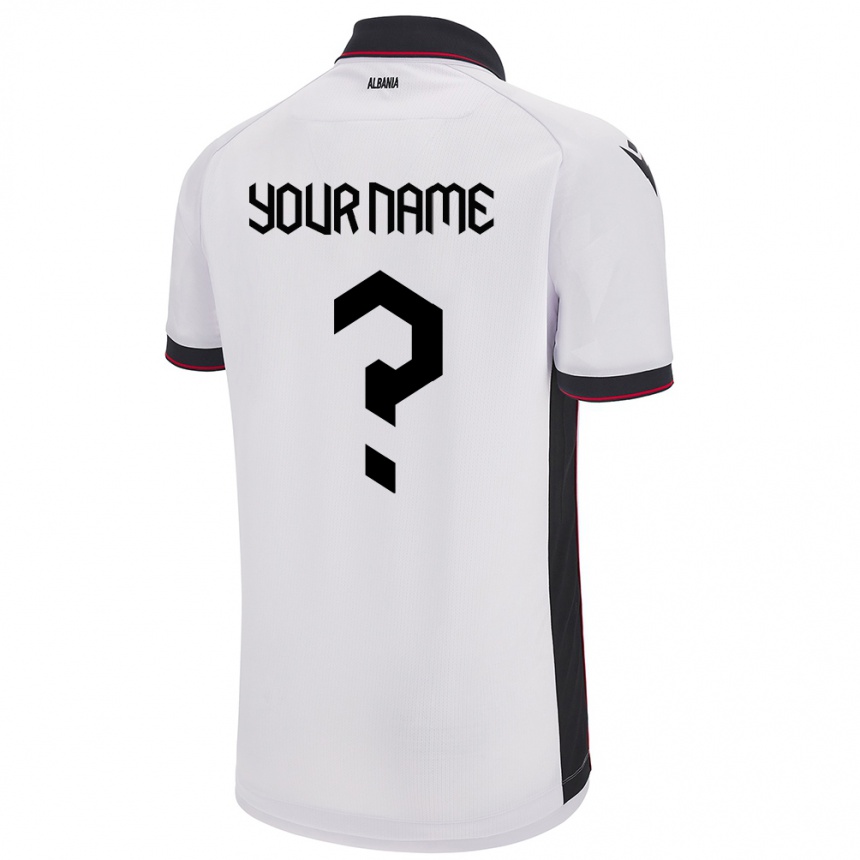 Kids Football Albania Your Name #0 White Away Jersey 24-26 T-Shirt Za