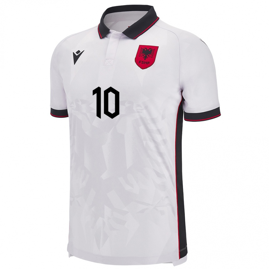 Kids Football Albania Nedim Bajrami #10 White Away Jersey 24-26 T-Shirt Za