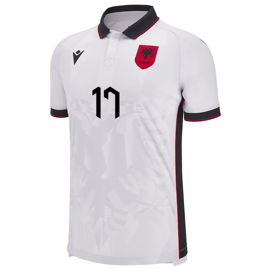 Kids Football Albania Ernest Muci #17 White Away Jersey 24-26 T-Shirt Za