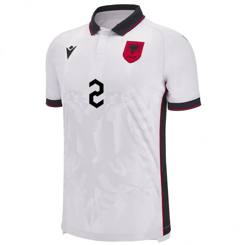 Kids Football Albania Iván Balliu #2 White Away Jersey 24-26 T-Shirt Za