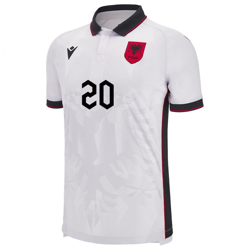 Kids Football Albania Dejvid Janaqi #20 White Away Jersey 24-26 T-Shirt Za