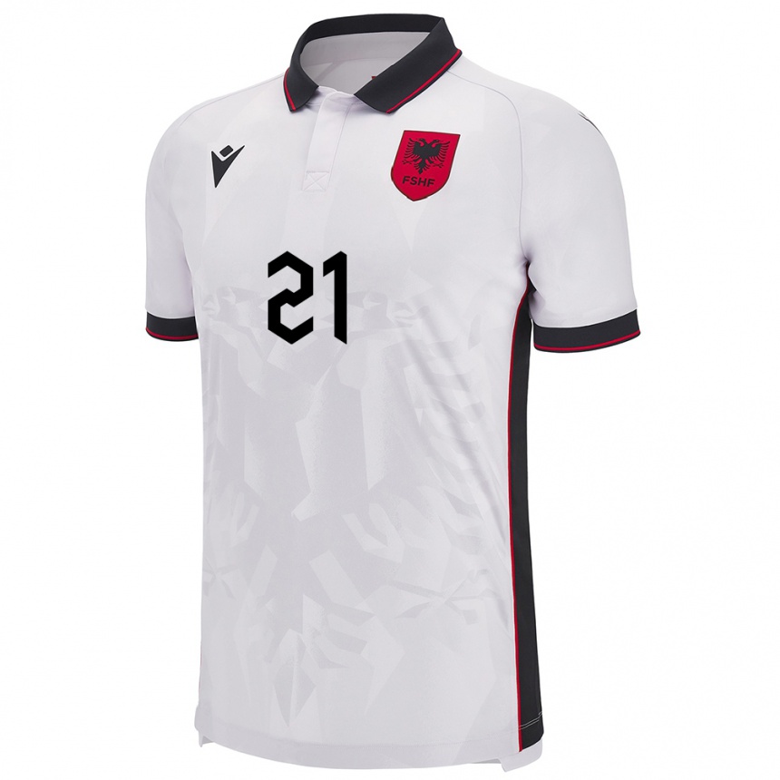 Kids Football Albania Kristjan Asllani #21 White Away Jersey 24-26 T-Shirt Za