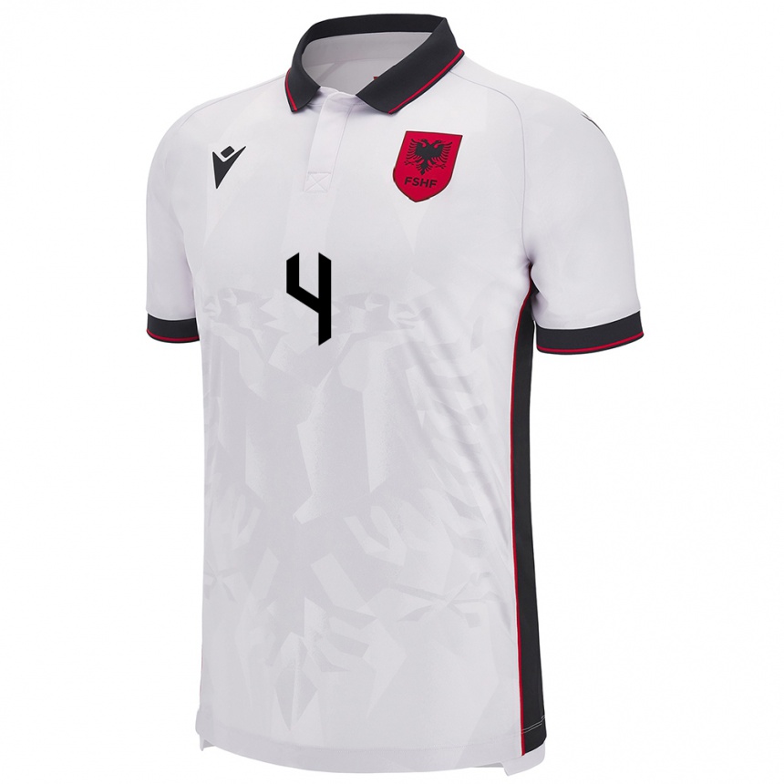 Kids Football Albania Stella Toma #4 White Away Jersey 24-26 T-Shirt Za