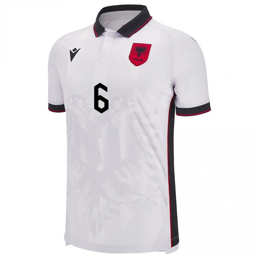 Kids Football Albania Berat Djimsiti #6 White Away Jersey 24-26 T-Shirt Za