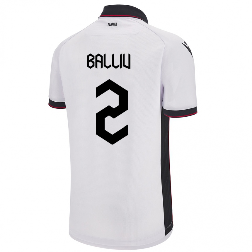 Kids Football Albania Iván Balliu #2 White Away Jersey 24-26 T-Shirt Za