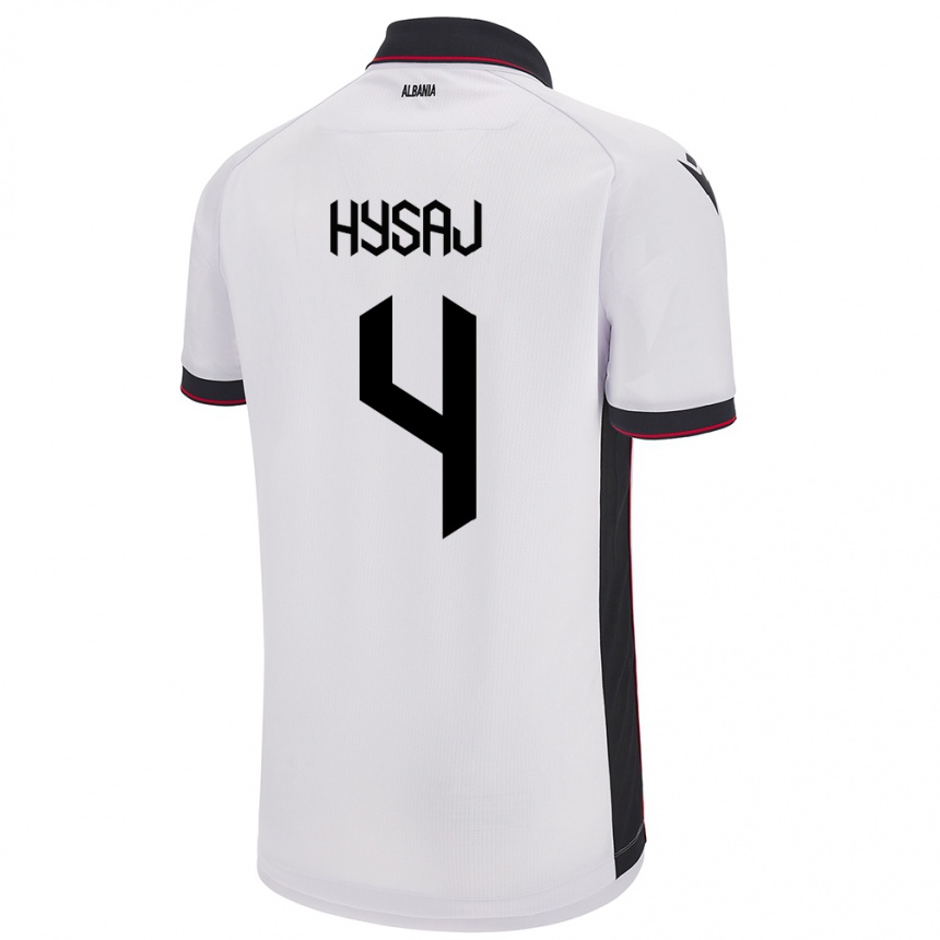 Kids Football Albania Elseid Hysaj #4 White Away Jersey 24-26 T-Shirt Za