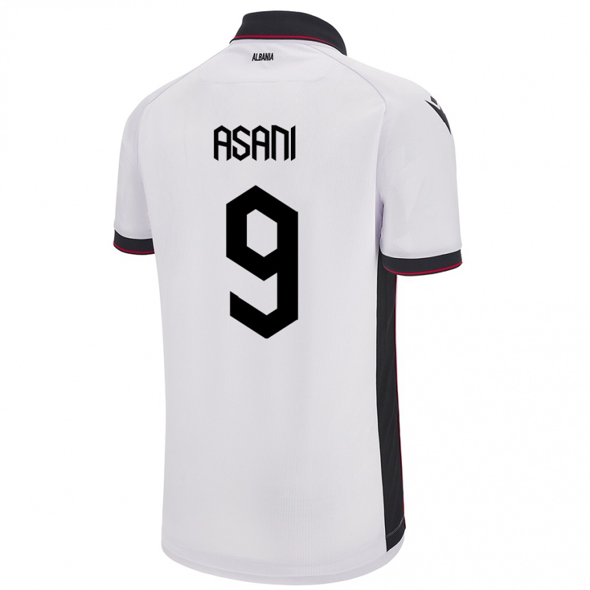 Kids Football Albania Jasir Asani #9 White Away Jersey 24-26 T-Shirt Za