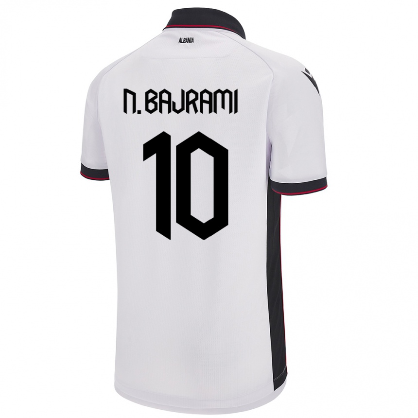 Kids Football Albania Nedim Bajrami #10 White Away Jersey 24-26 T-Shirt Za