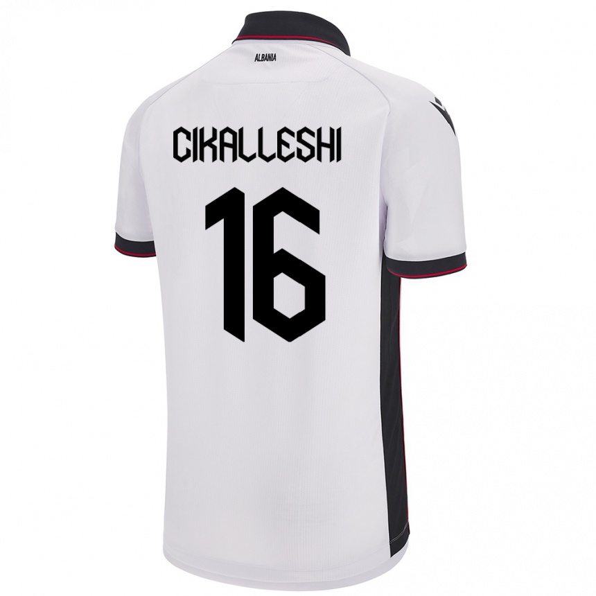 Kids Football Albania Sokol Cikalleshi #16 White Away Jersey 24-26 T-Shirt Za