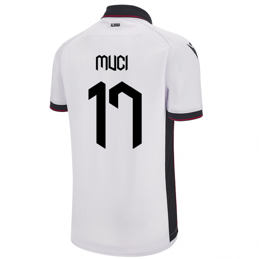 Kids Football Albania Ernest Muci #17 White Away Jersey 24-26 T-Shirt Za