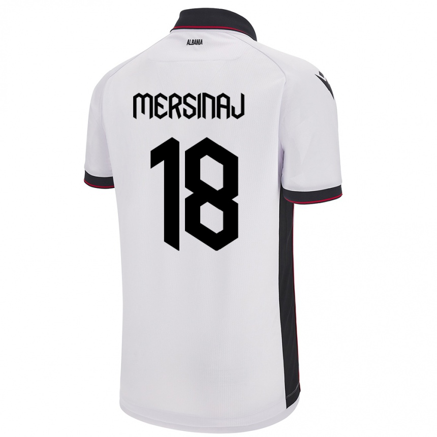 Kids Football Albania Jon Mersinaj #18 White Away Jersey 24-26 T-Shirt Za