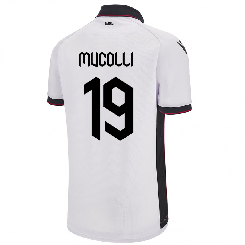 Kids Football Albania Arbnor Mucolli #19 White Away Jersey 24-26 T-Shirt Za