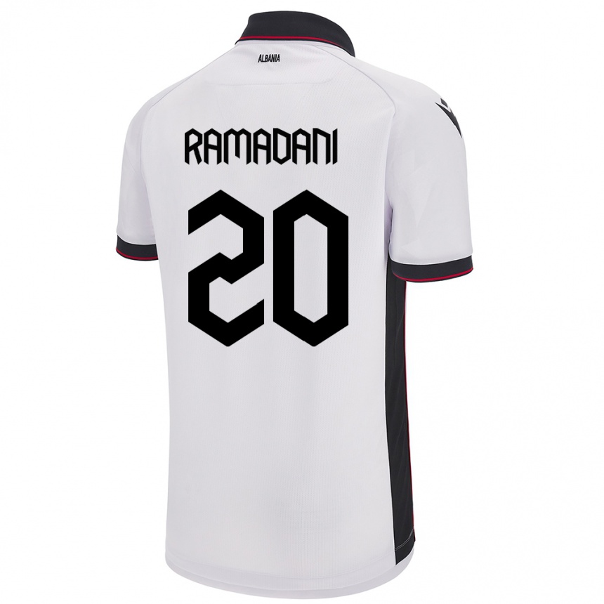 Kids Football Albania Ylber Ramadani #20 White Away Jersey 24-26 T-Shirt Za