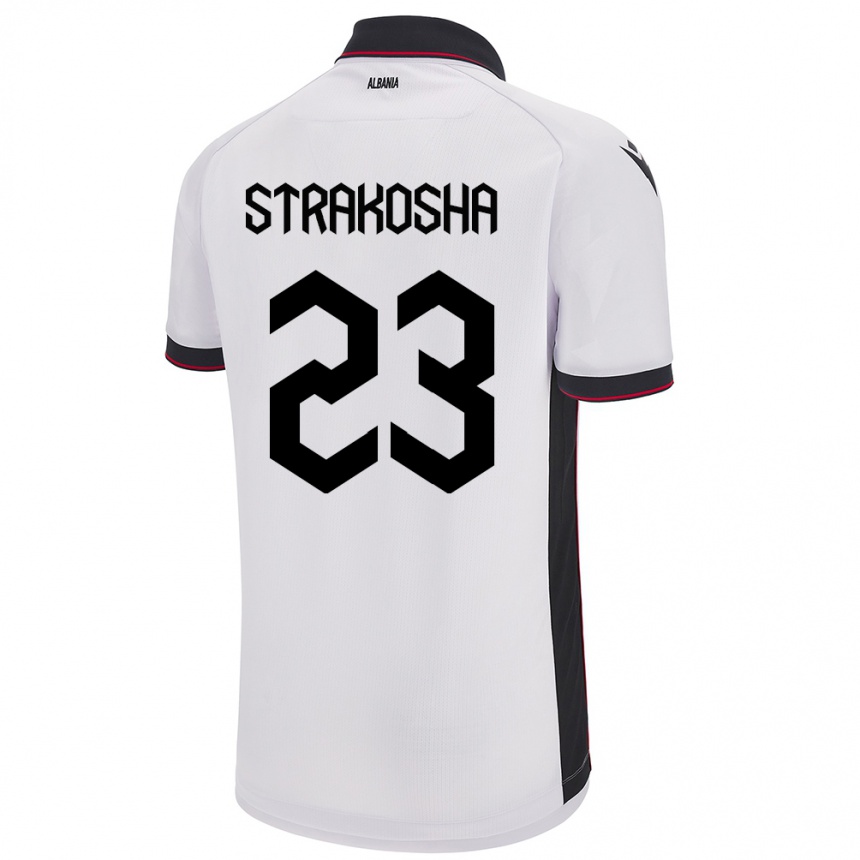 Kids Football Albania Thomas Strakosha #23 White Away Jersey 24-26 T-Shirt Za