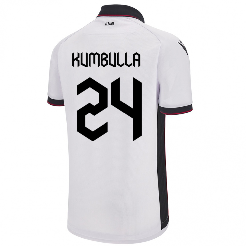 Kids Football Albania Marash Kumbulla #24 White Away Jersey 24-26 T-Shirt Za