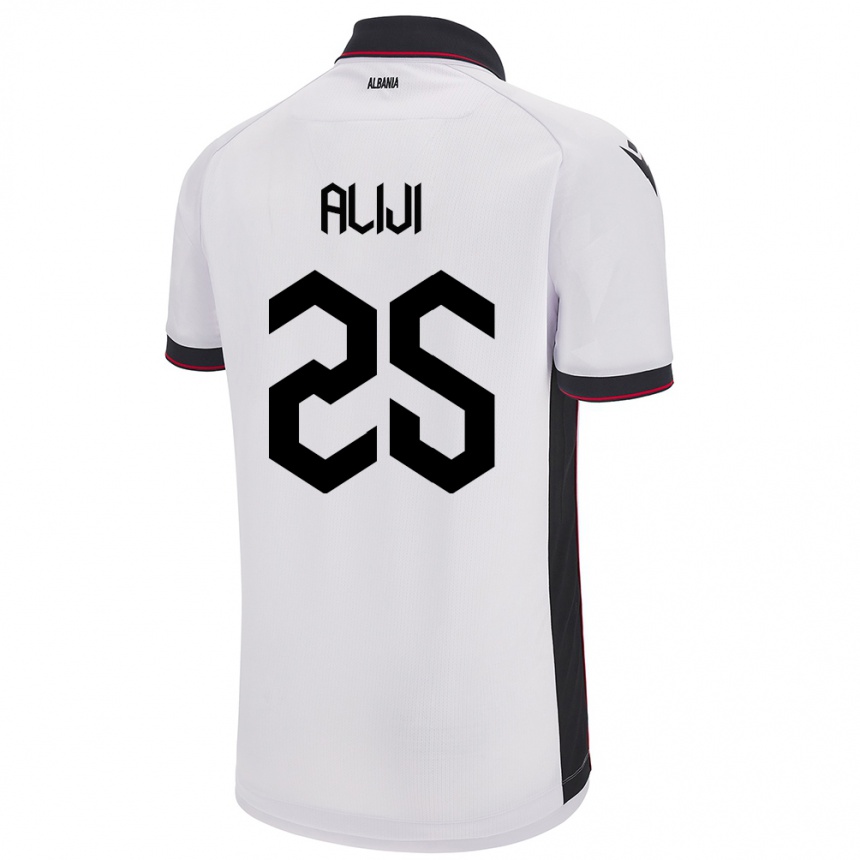 Kids Football Albania Naser Aliji #25 White Away Jersey 24-26 T-Shirt Za