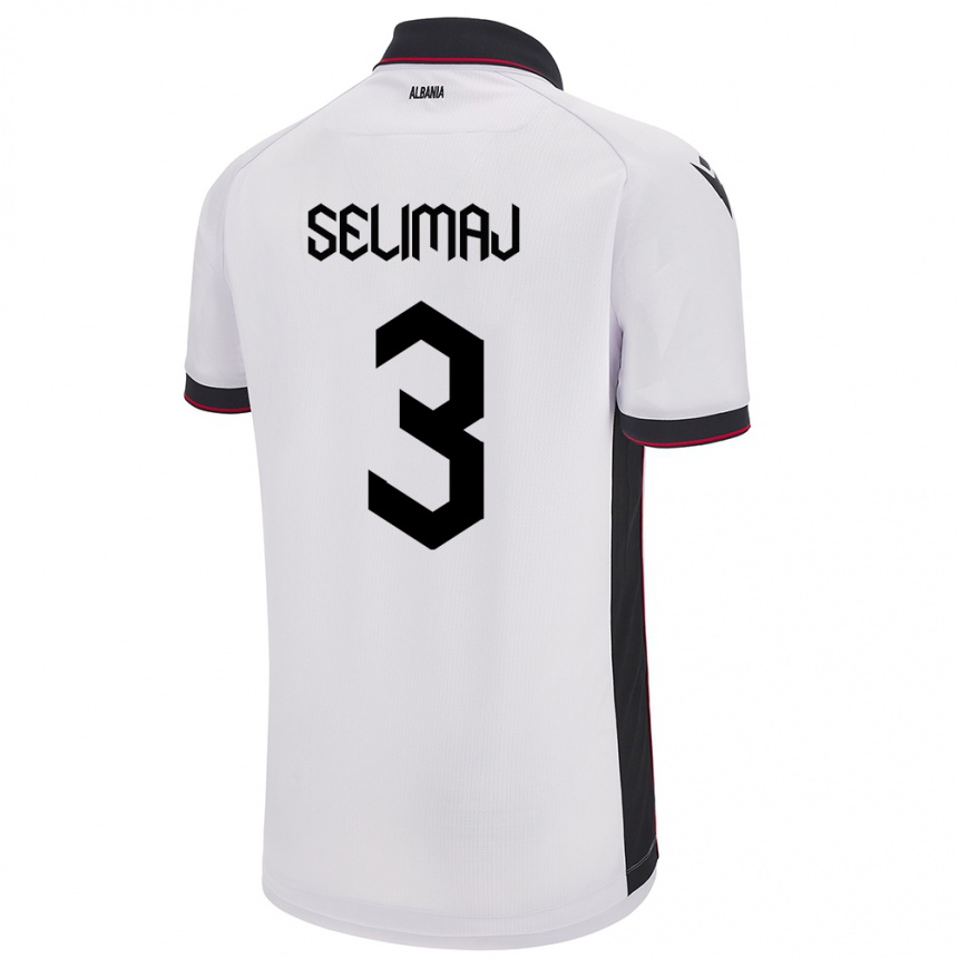 Kids Football Albania Ermis Selimaj #3 White Away Jersey 24-26 T-Shirt Za