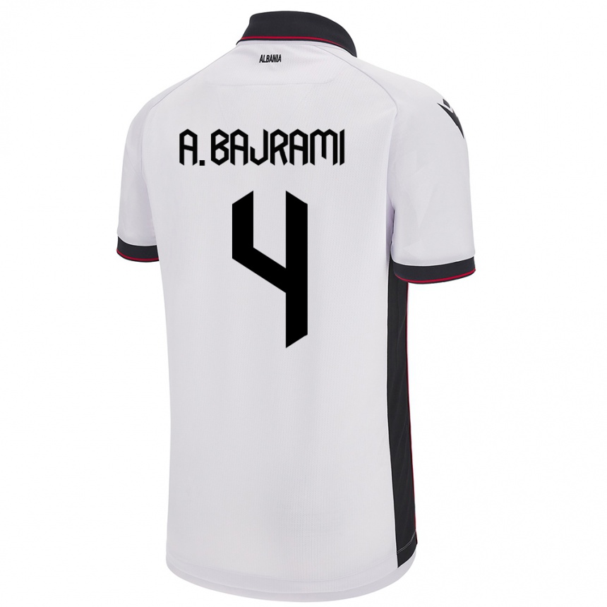 Kids Football Albania Adrian Bajrami #4 White Away Jersey 24-26 T-Shirt Za