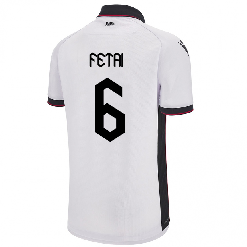 Kids Football Albania Feta Fetai #6 White Away Jersey 24-26 T-Shirt Za