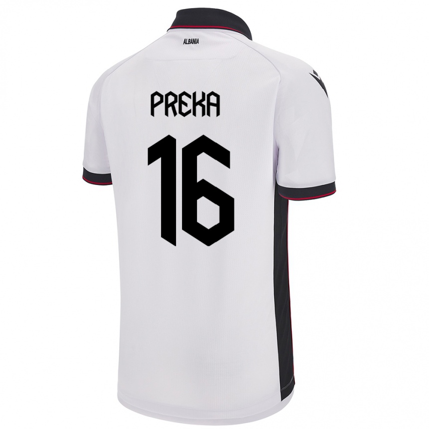 Kids Football Albania Marcelino Preka #16 White Away Jersey 24-26 T-Shirt Za