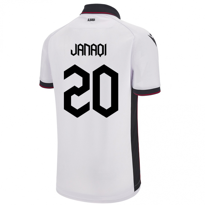 Kids Football Albania Dejvid Janaqi #20 White Away Jersey 24-26 T-Shirt Za