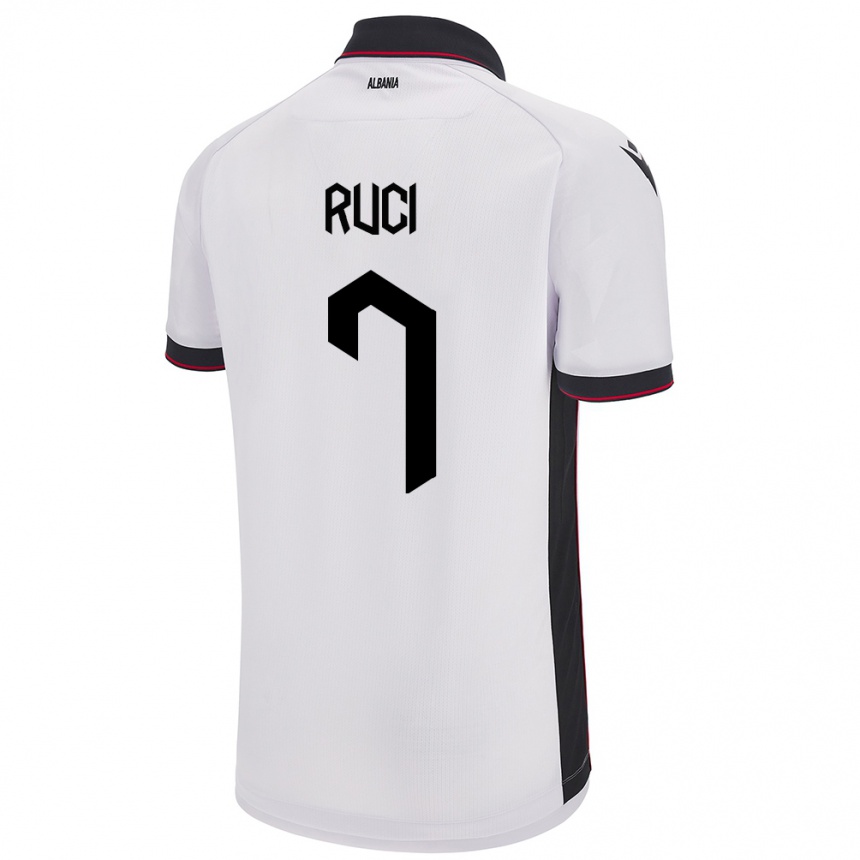 Kids Football Albania Flamur Ruci #7 White Away Jersey 24-26 T-Shirt Za